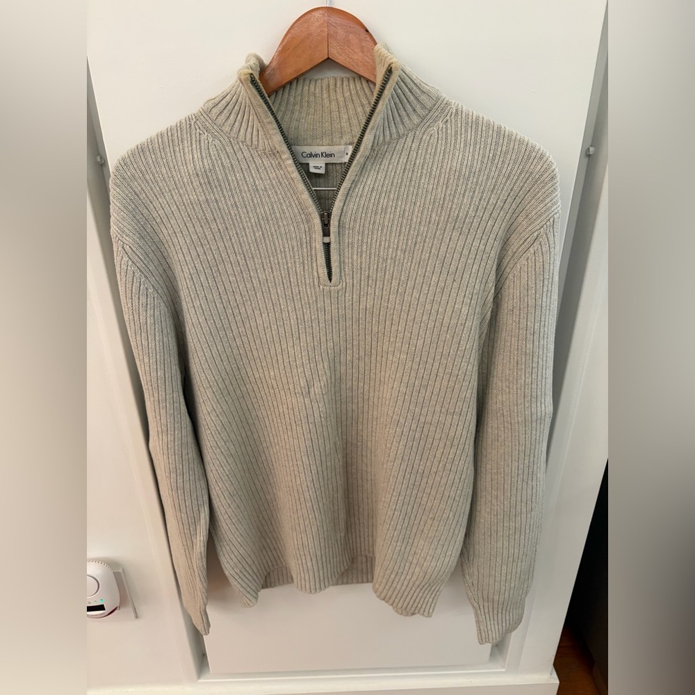 Calvin Klein Men's Beige Zip-Up Sweater